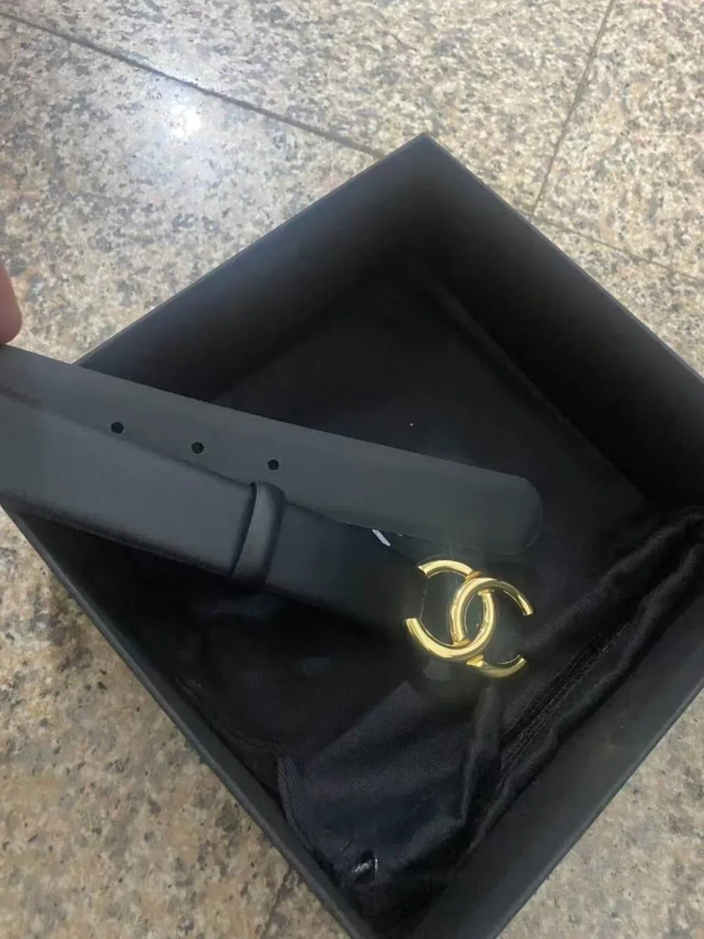 Chanel CC Logo Black Leather Belt Designer Belt 85cm